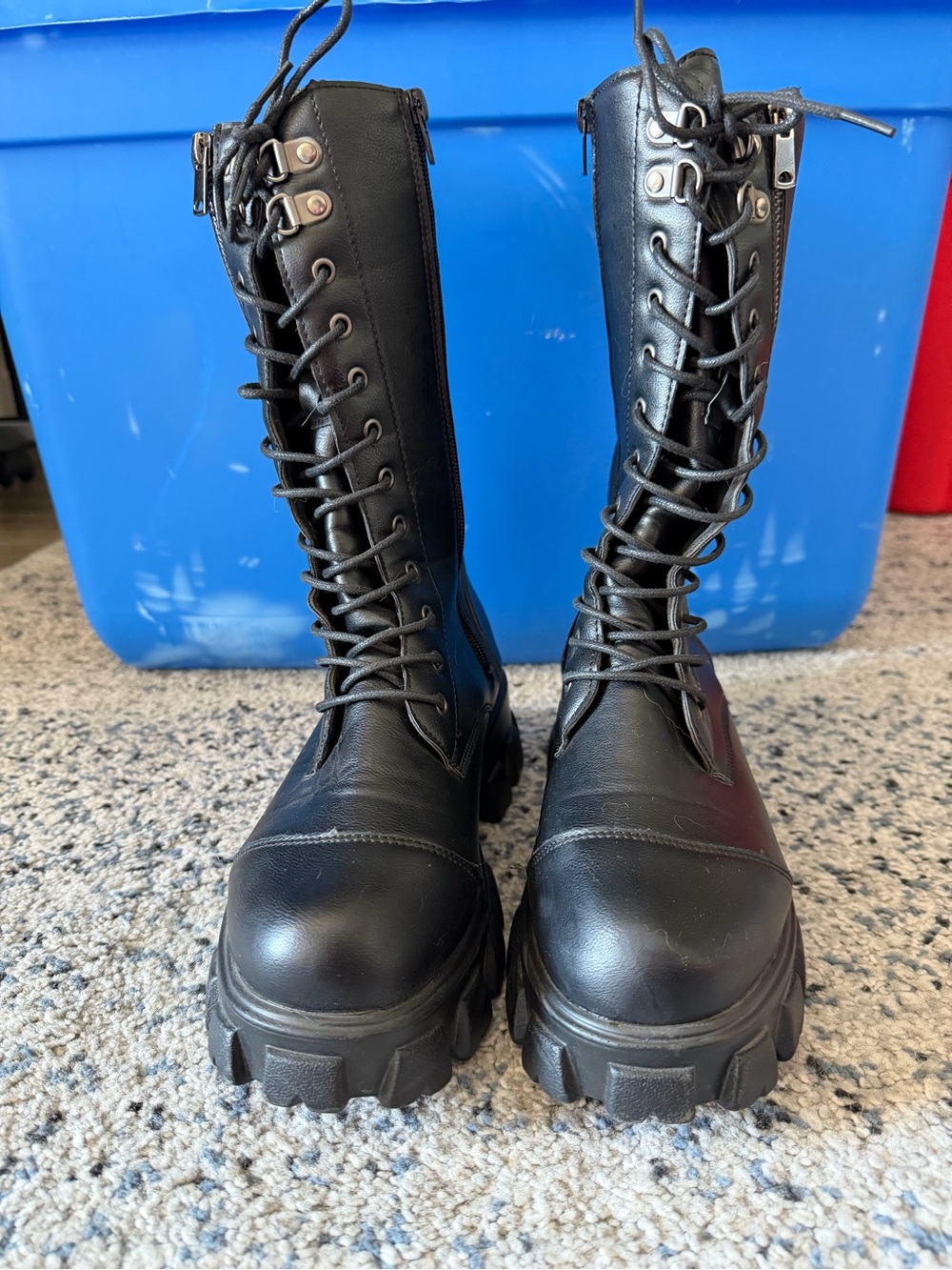 Ardene Black Lace-Up Platform Combat Boots